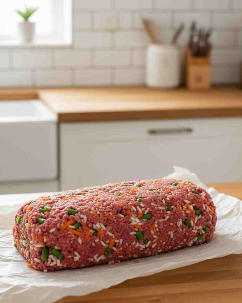 homemade beef dog food roll