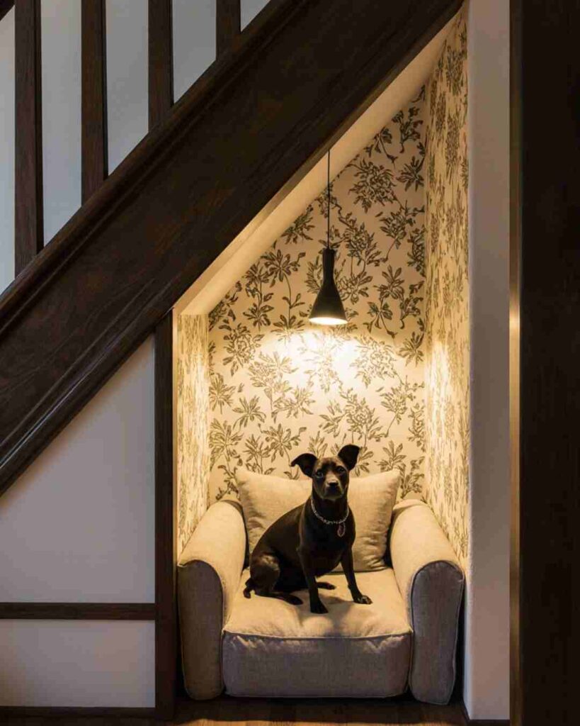 5. Under-the-Stairs Indoor Dog Room Design