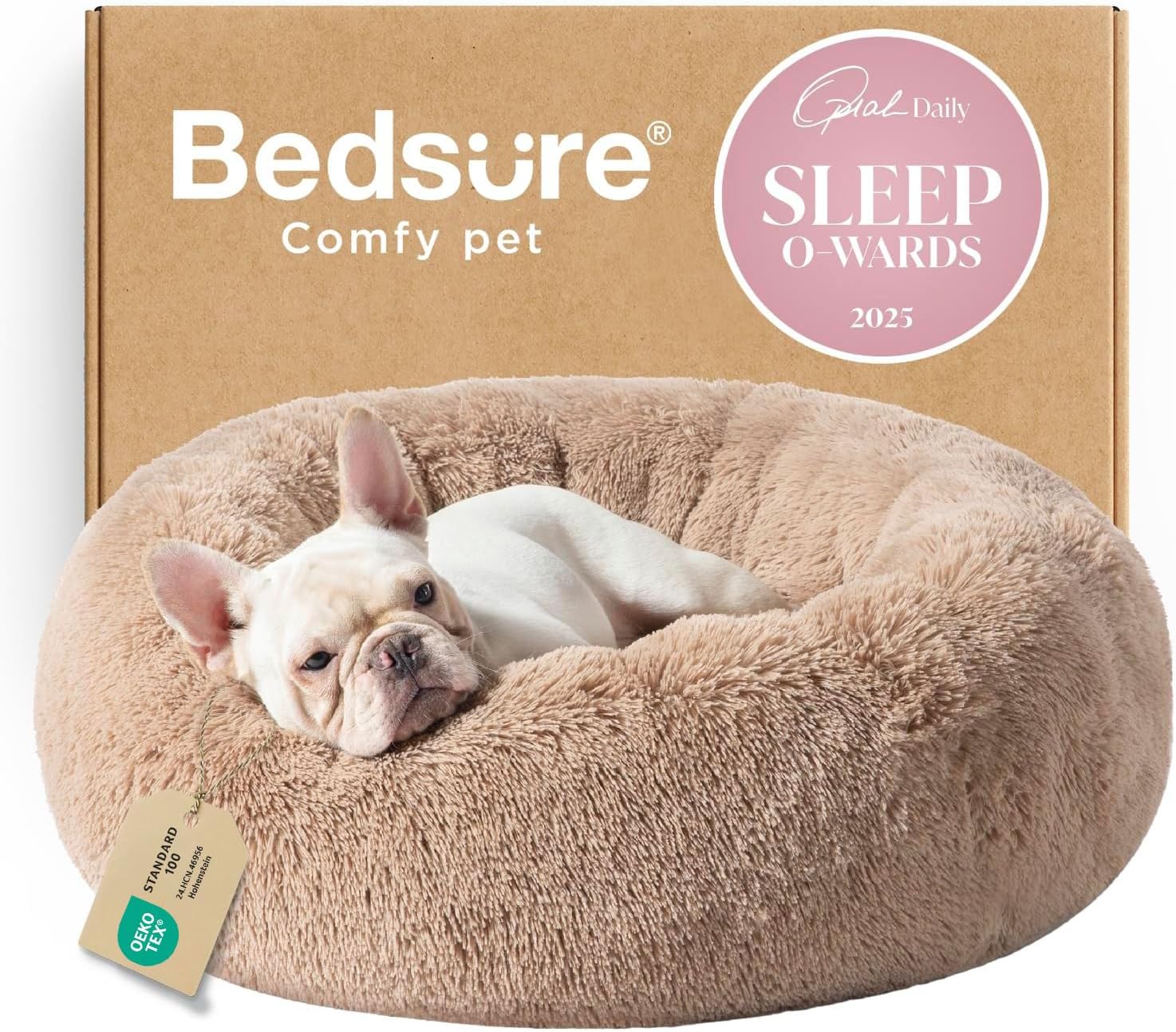 Bedsure Calming Donut Dog Bed (Anti-Slip, Faux Fur)